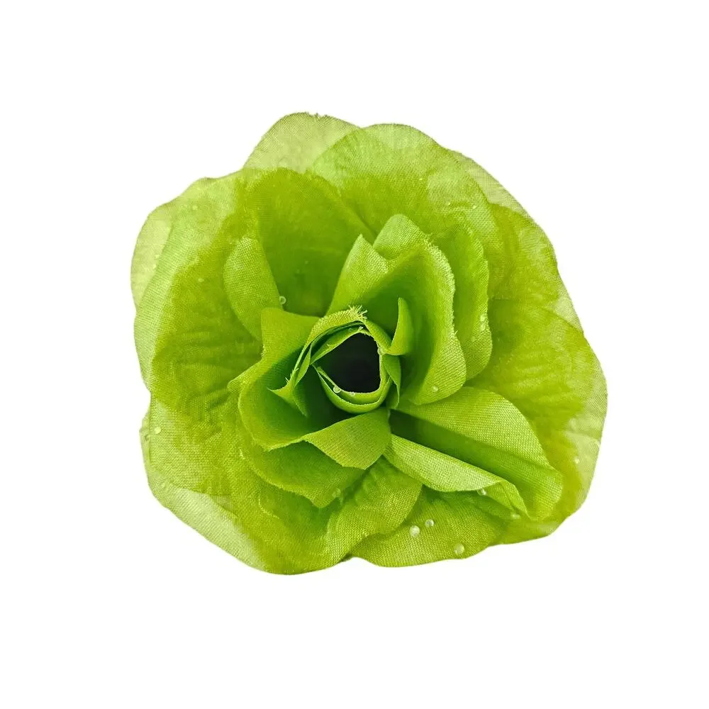 Lime Green Artificial Roses 3in Fluffy Silk Flower Stems Wedding Craft Lot of 21